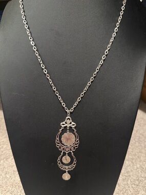 Vintage Sarah Coventry Silver Tone Filigree Pendant Necklace Statement Jewelry